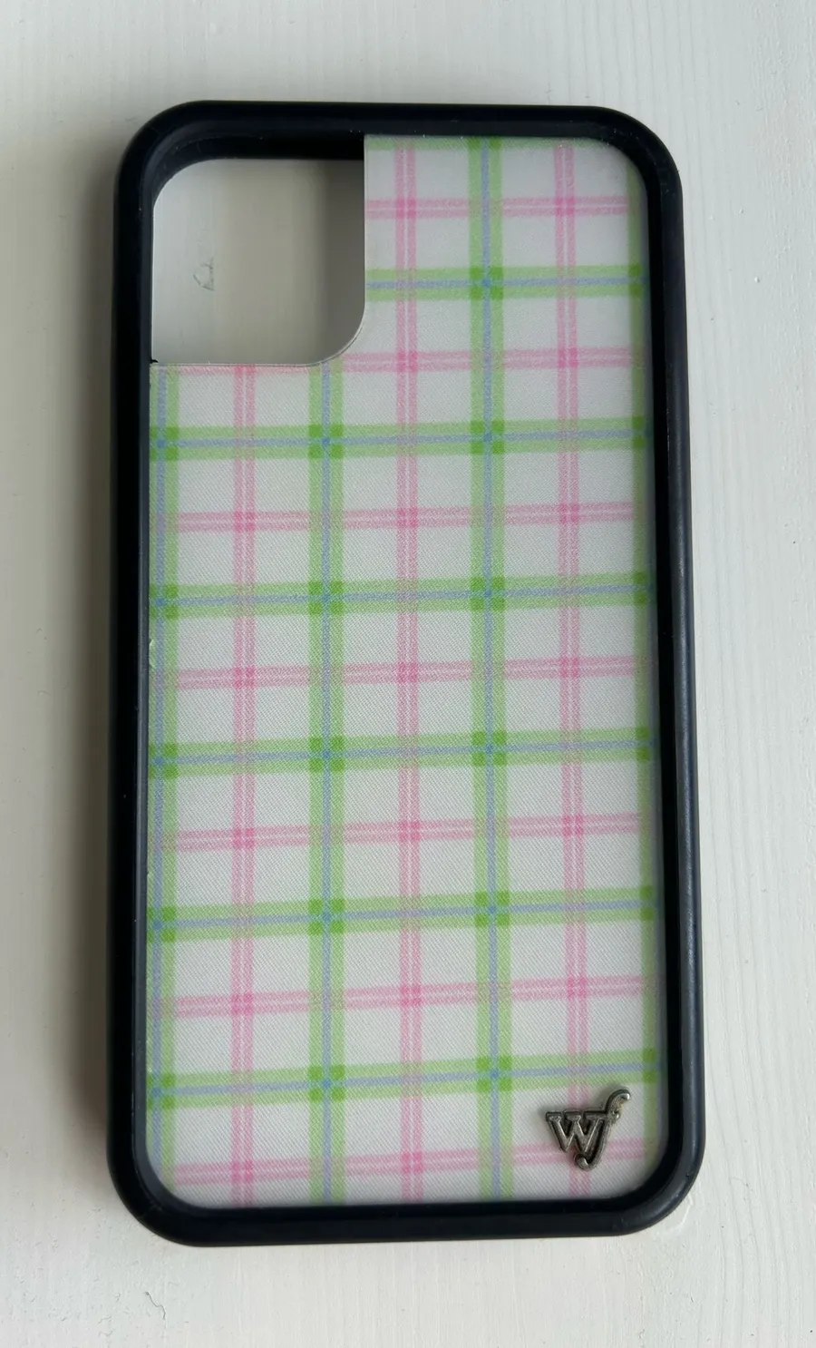 Pink and green plaid wildflower case