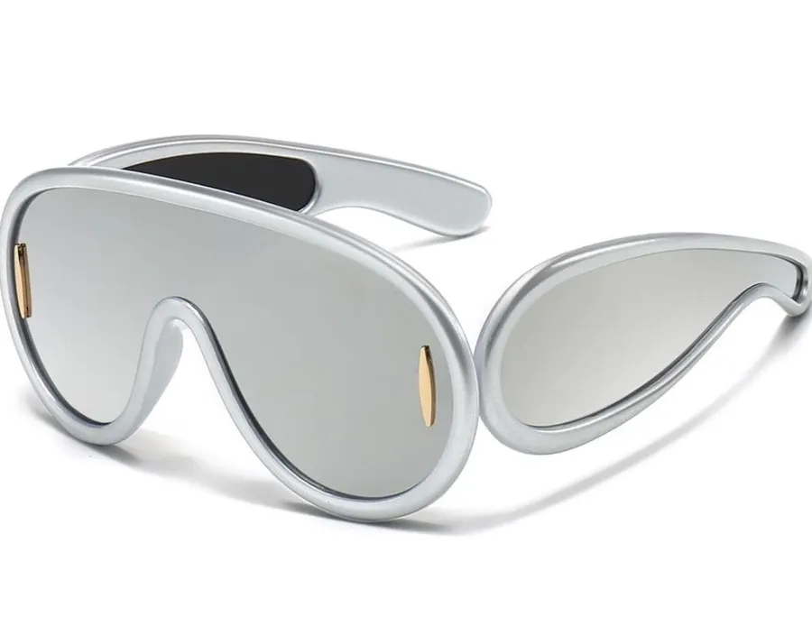 Gray Acetate oversized aviator sunglasses Loewe feat sleek design Silver Chrome