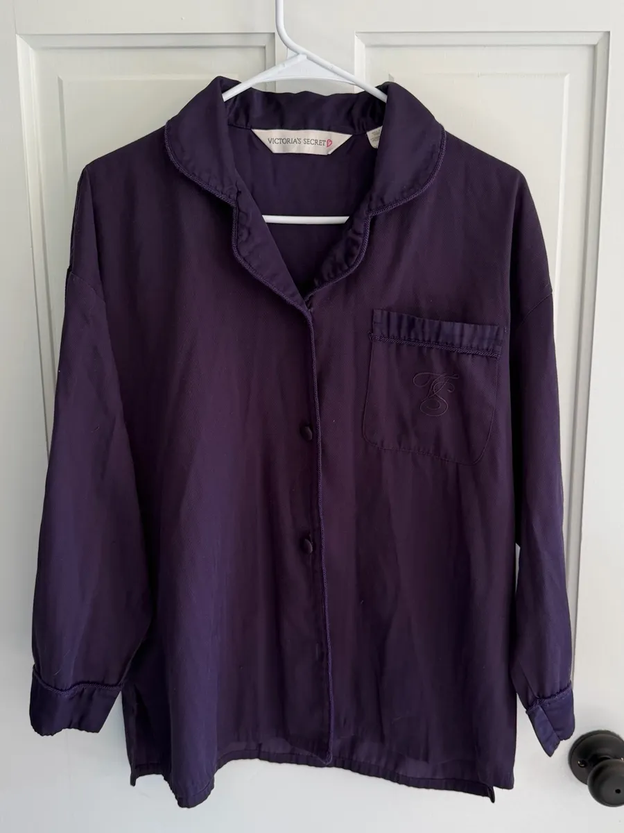 Vintage Victoria’s Secret Purple Herringbone Pajama Top Size S Y2K