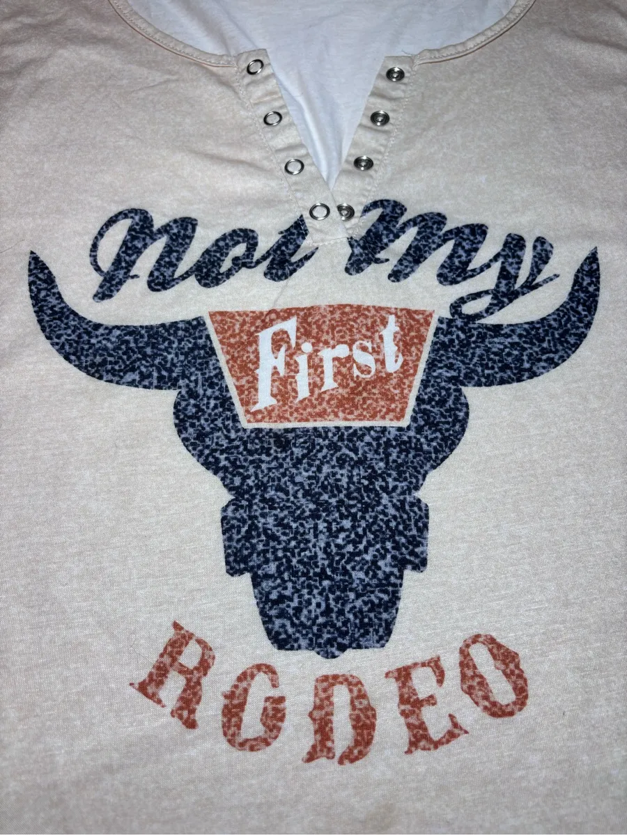 Women’s Cream Graphic Henley Tank Shirt