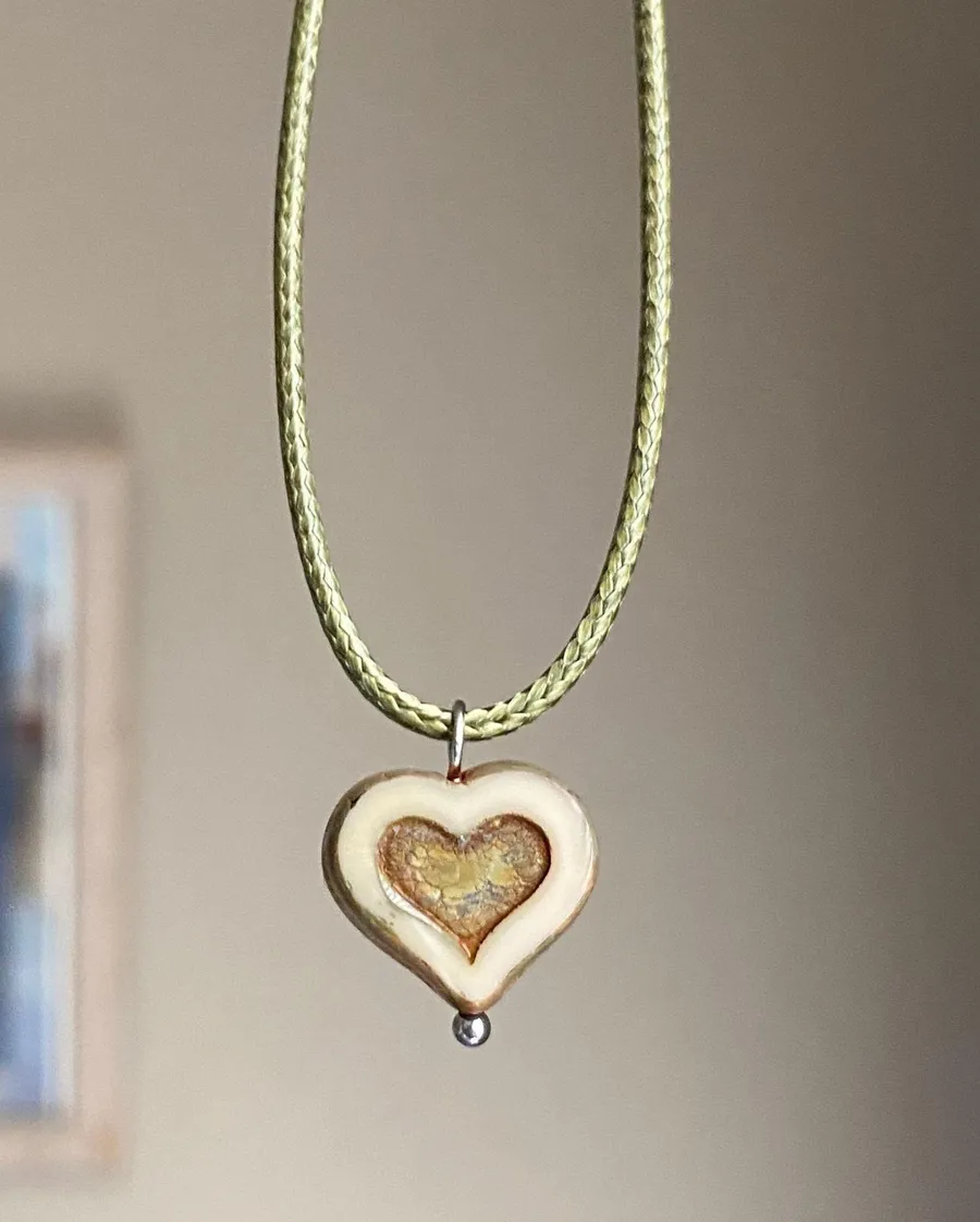 unique quality Czech glass heart bead fairy boho vintage retro style necklace🌿✨