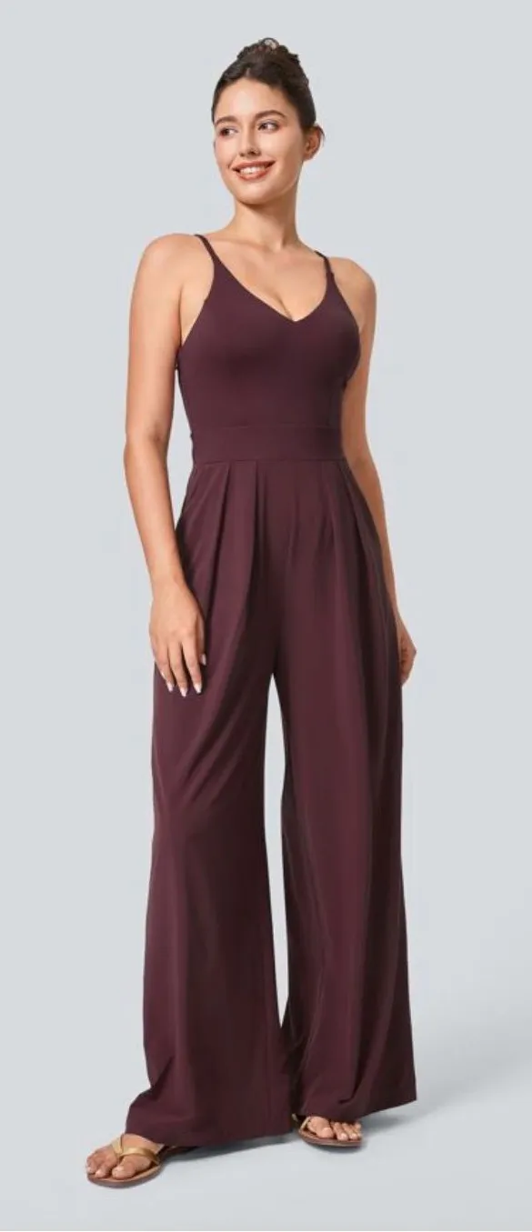 HALARA Plum Wide-Leg Jumpsuit