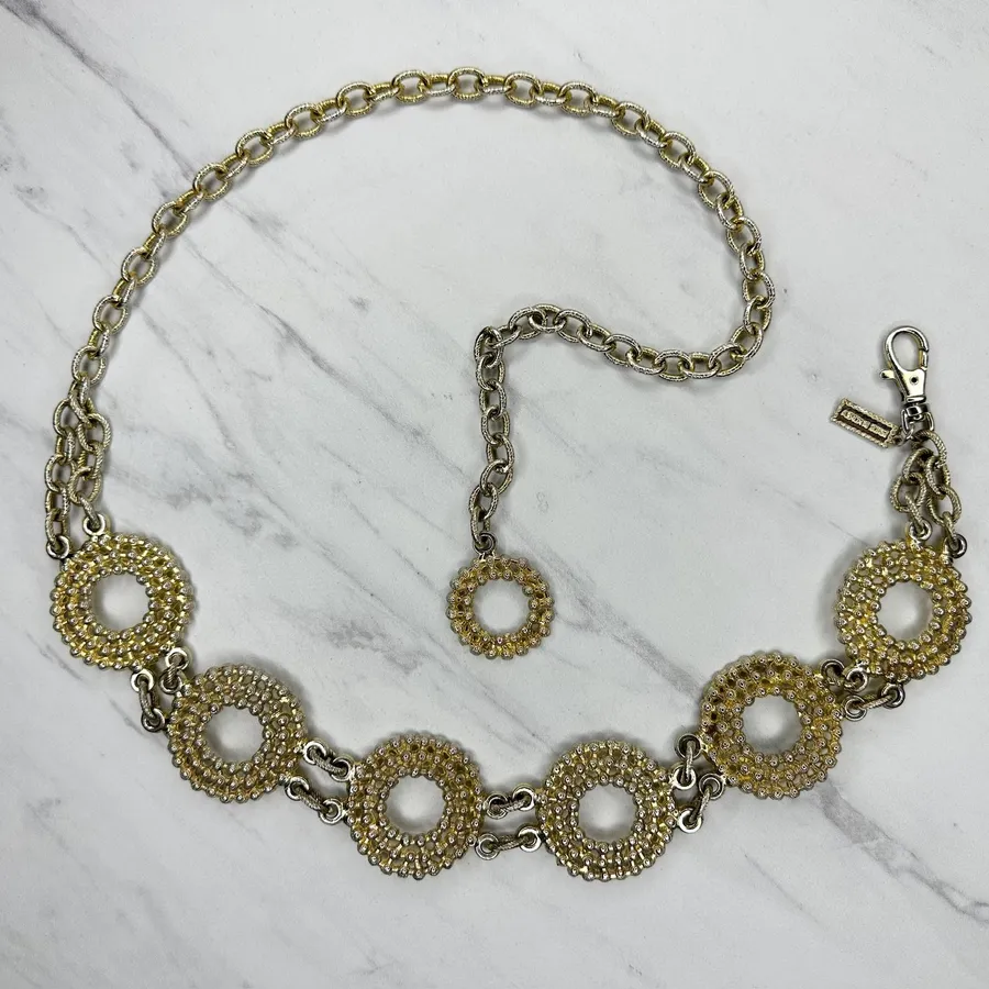 Vintage Chunky Gold Tone Chain Belt OS ✨
