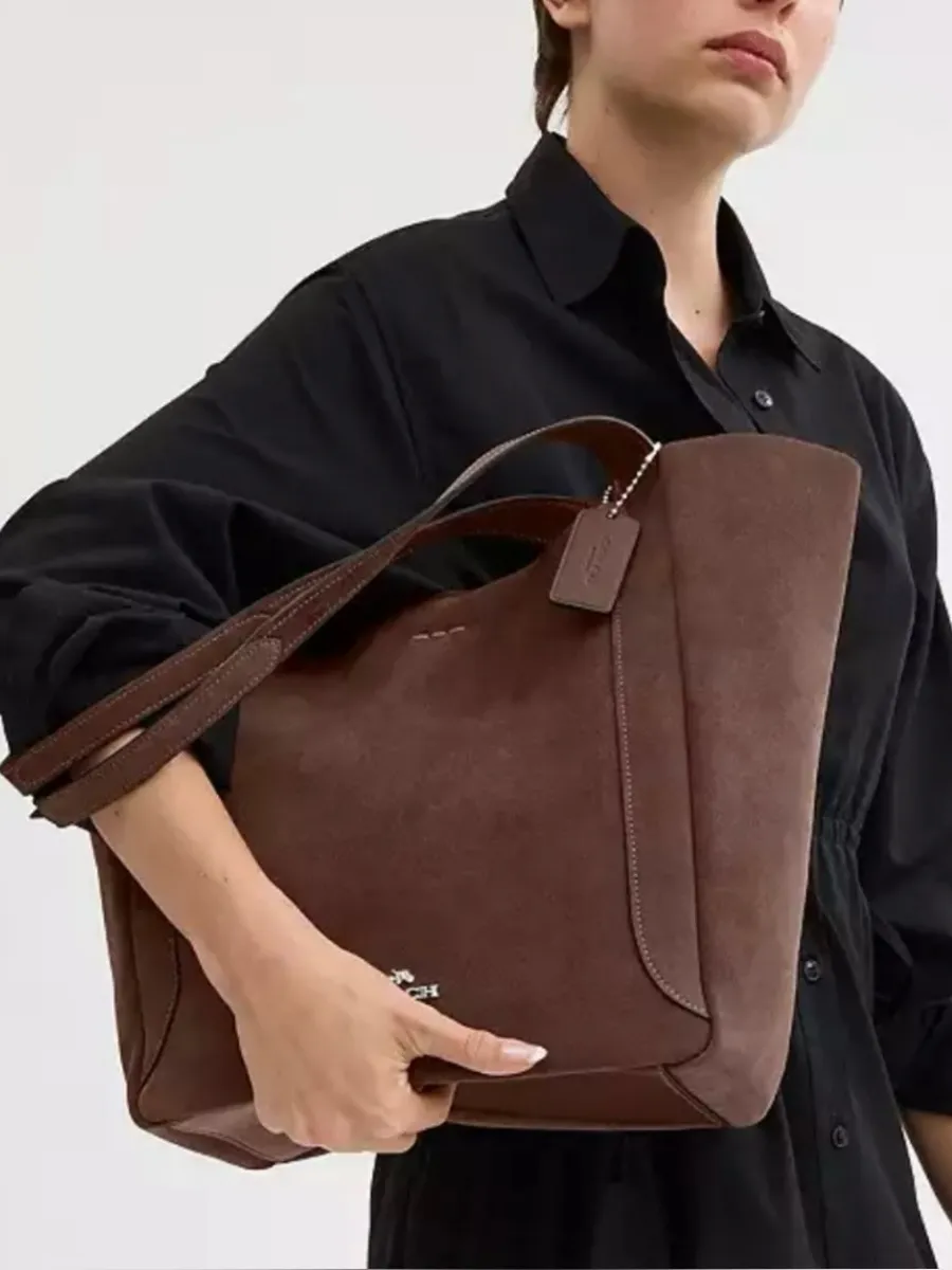 Coach Hadley Tote Bag (Large) in Espresso Suede CV998