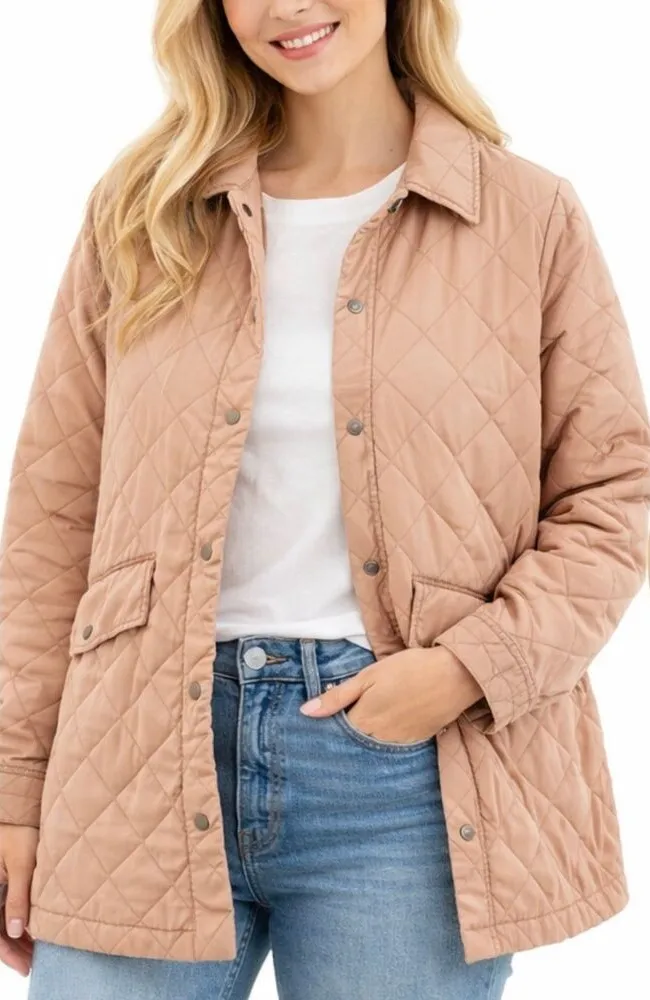 Joie cotton light pink quilted barn jacket size M