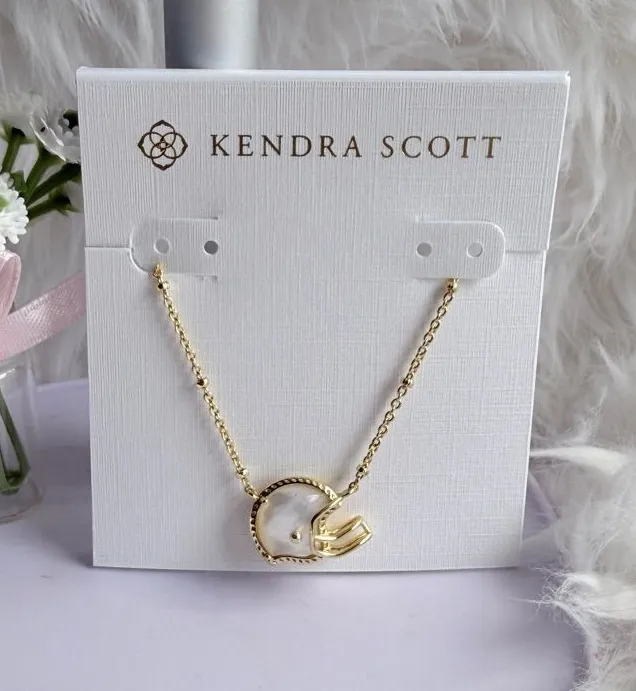 Kendra Scott Football Helmet Gold Short Pendant Necklace