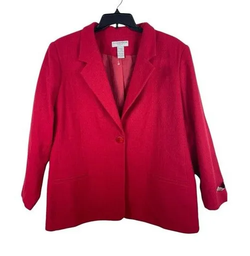 Sag Harbor Red 100% Wool Long Sleeve One Button Blazer NWT Size 24WP