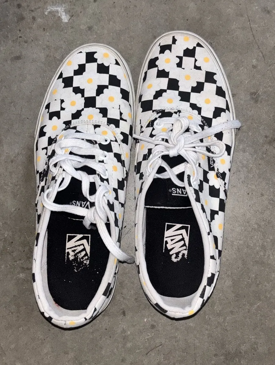 Vans Daises Checkerboard Lace Shoes Size 10