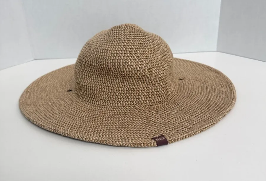 Rei Hat Straw Wide Brim Braided Tan Taupe Brown Sun Packable Travel Beach Unisex