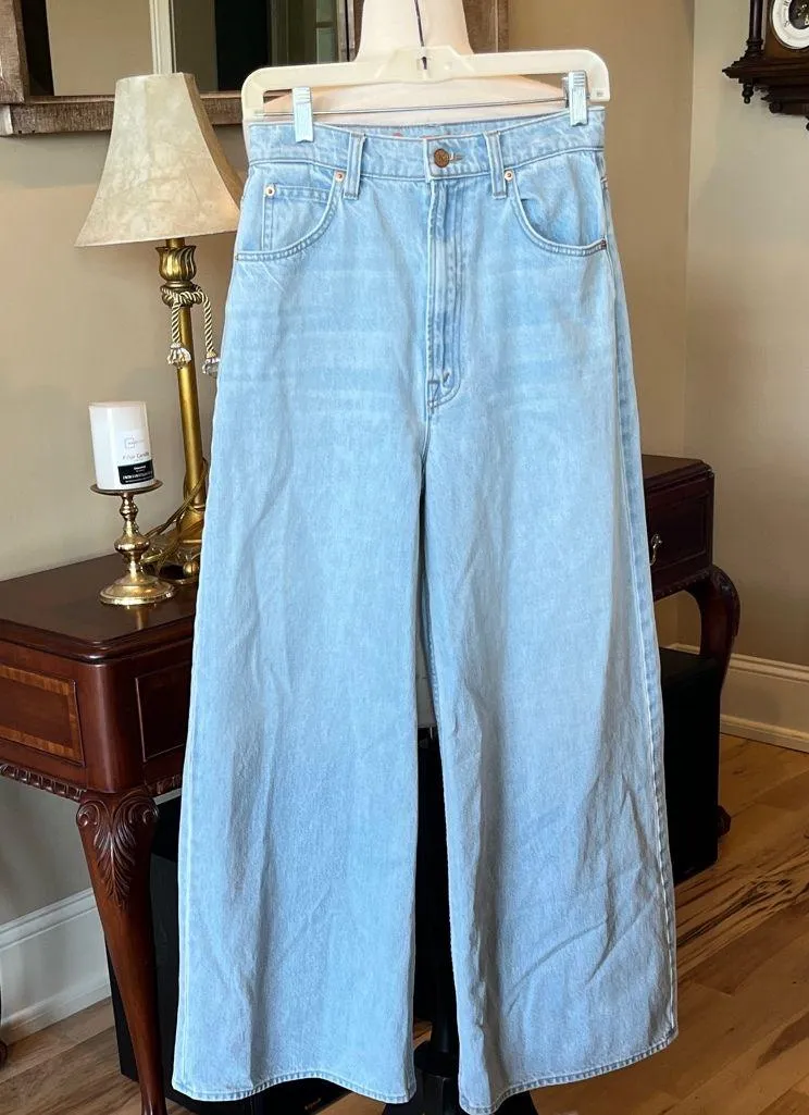 SNACKS LA From Mother Wide Leg Jeans New Light Wash Blue Size 25