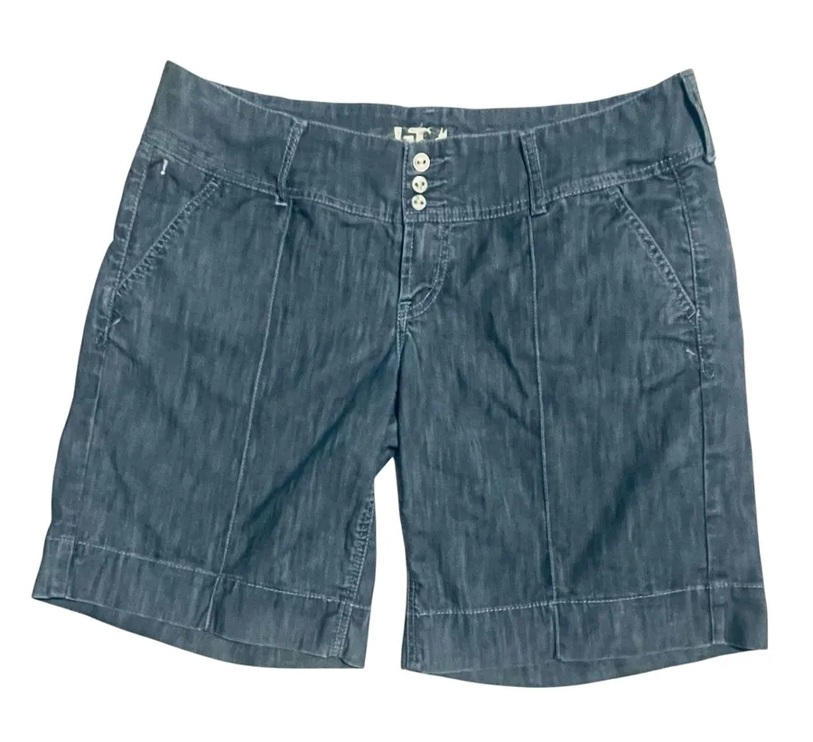 !IT Los Angeles Womens Dark Wash Denim Shorts Triple Button Fly Blue Size 31