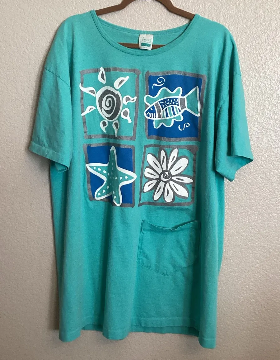 Vintage Beach Bound Teal Graphic Pocket T