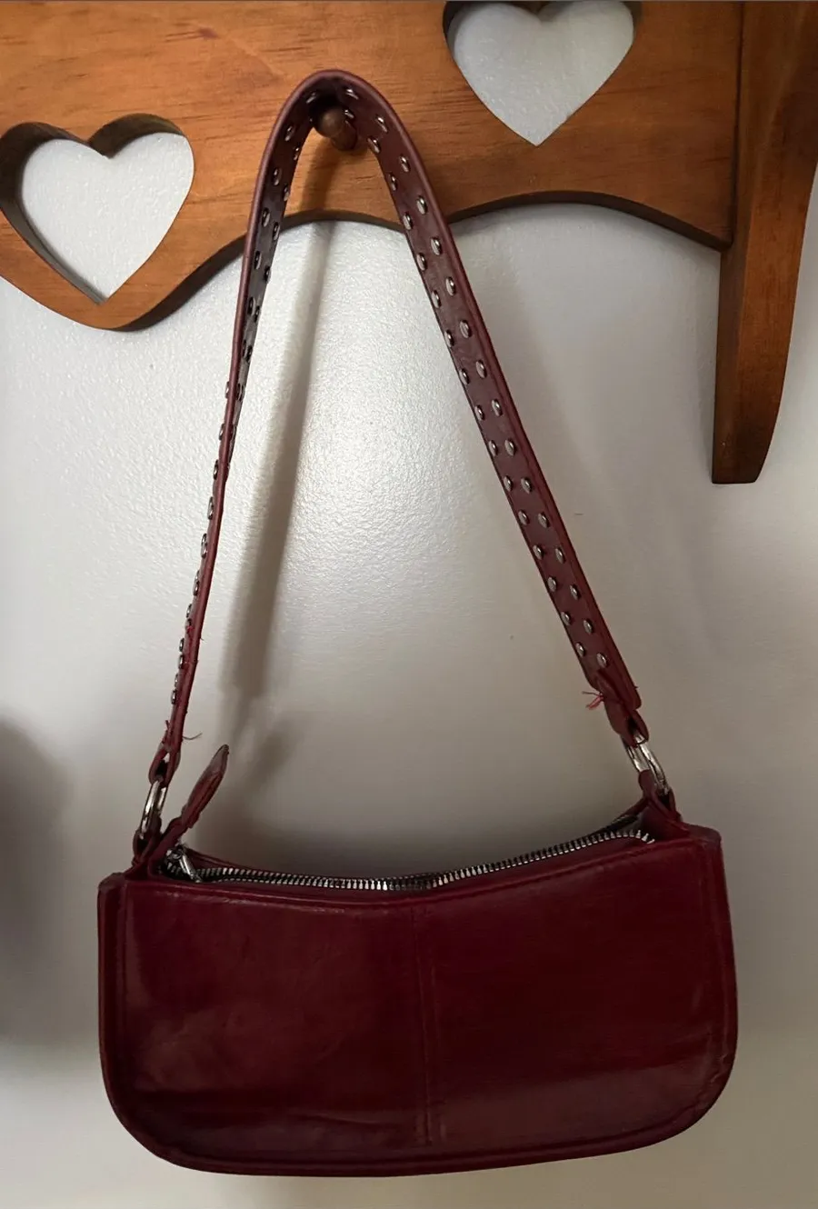 Classic Burgundy Shoulder Bag Red
