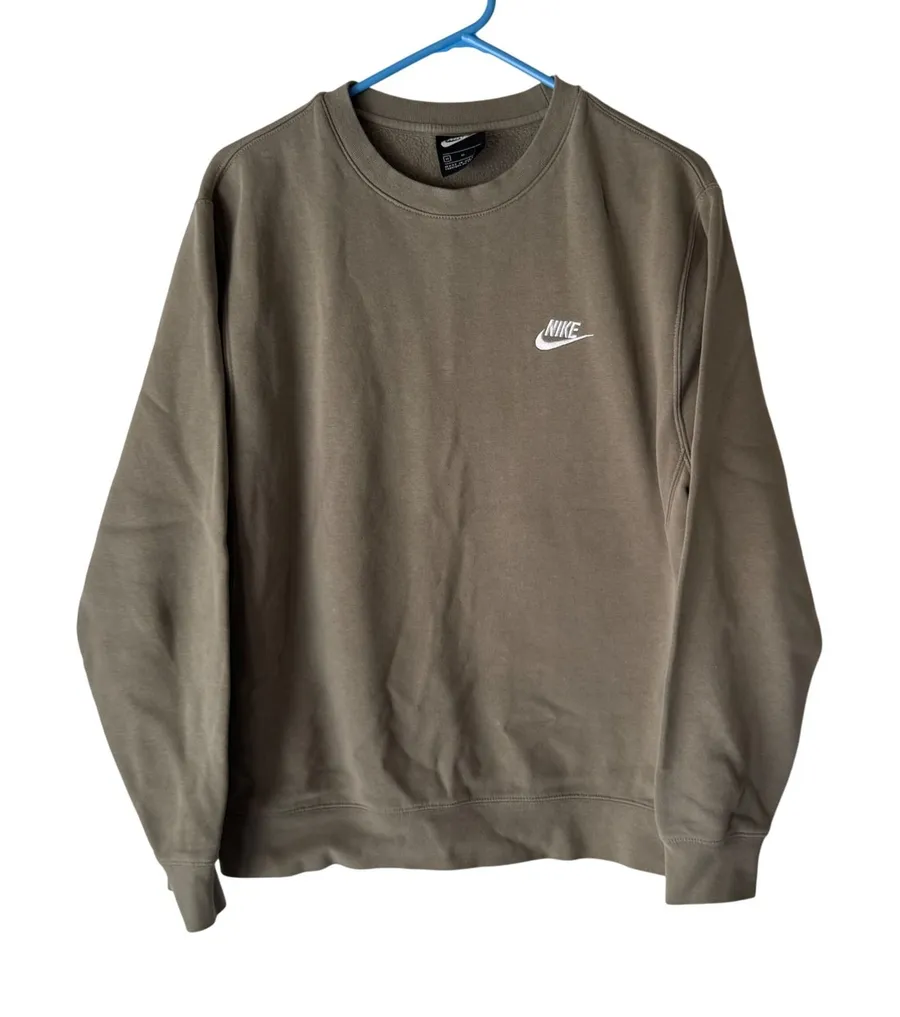 Nike Crewneck Sweatshirt Khaki Green Cotton Blend Small Casual