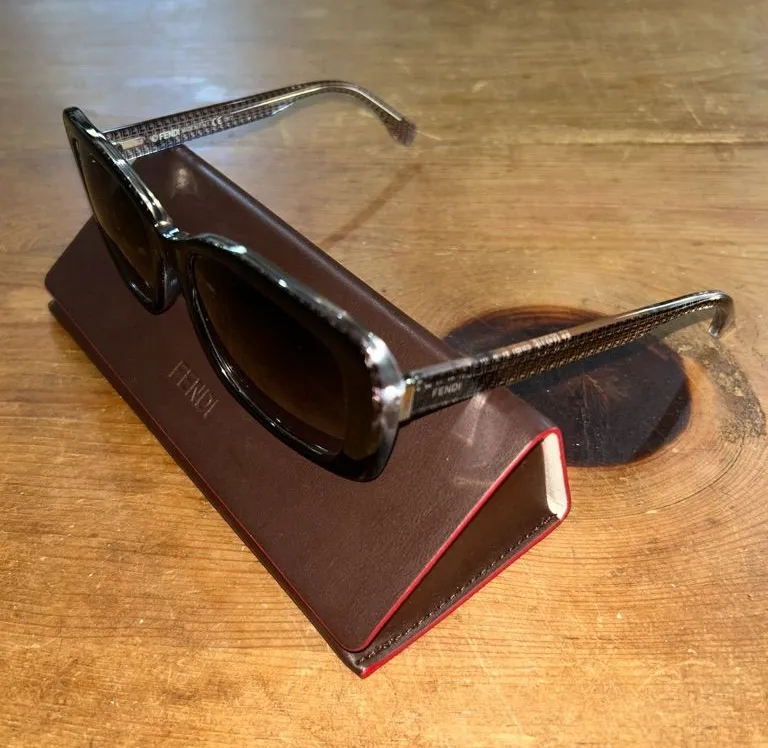 Fendi FF0002/S Brown Square Sunglasses | Logo Print Arms | 62-18-140