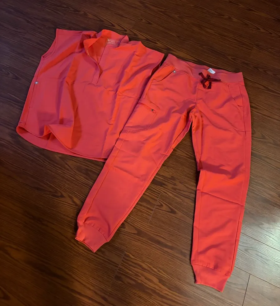 Womens FIGS CLAY Jogger Pants with Matching Top SCRUB SET