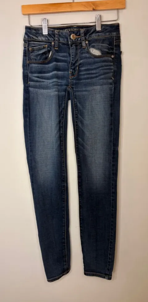 American Eagle Super Stretch Jegging Jean Women 2R Blue Skinny Mid Rise 29 Denim