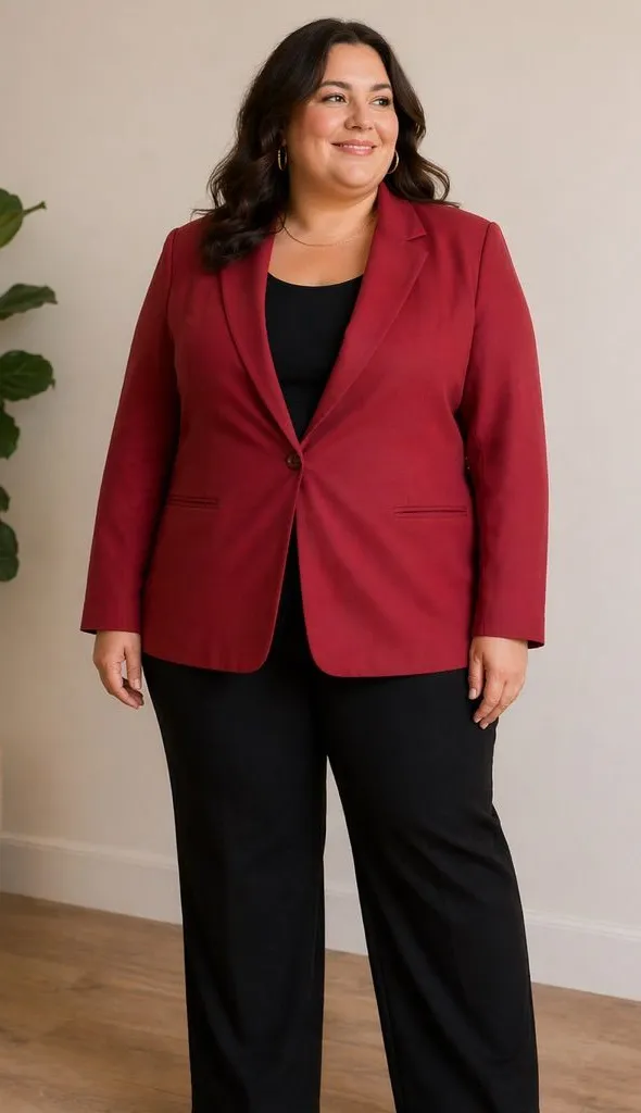 Sag Harbor Red 100% Wool Blazer One Button With Pockets 22W Careerwear Office