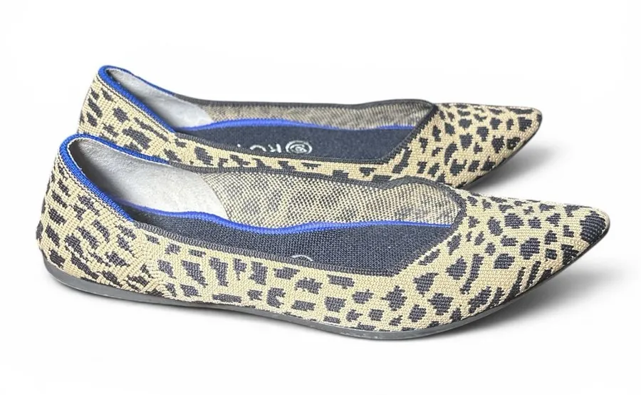 Rothy's women’s Leopard Print Pointed Toe Flats size 9