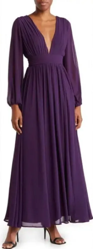 NWOT Iris Plunge Neck Long Sleeve Maxi Dress size Large