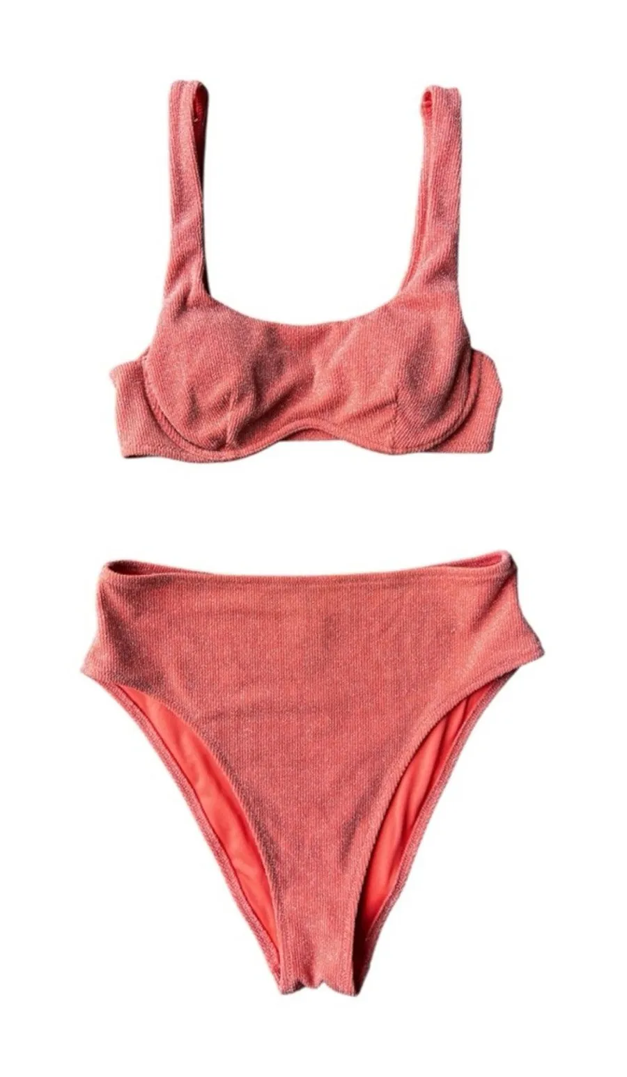 PINK by Victoria’s Secret Coral Sparkle Wave Bikini Swimsuit S/M