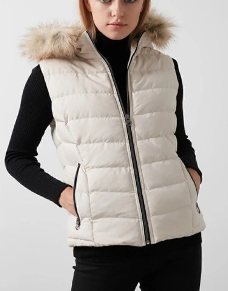 GAP Women White Quilted Puff Vest XS
