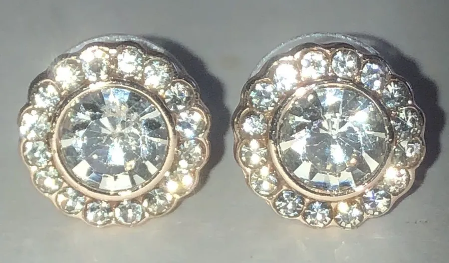 Elegant Gold Tone Rhinestone Boho Stud Earrings