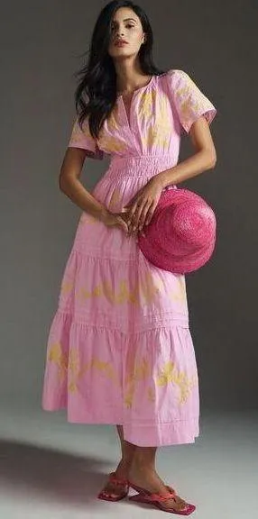 NWT Somerset Maxi in Pink Embroidered Edition Dress L