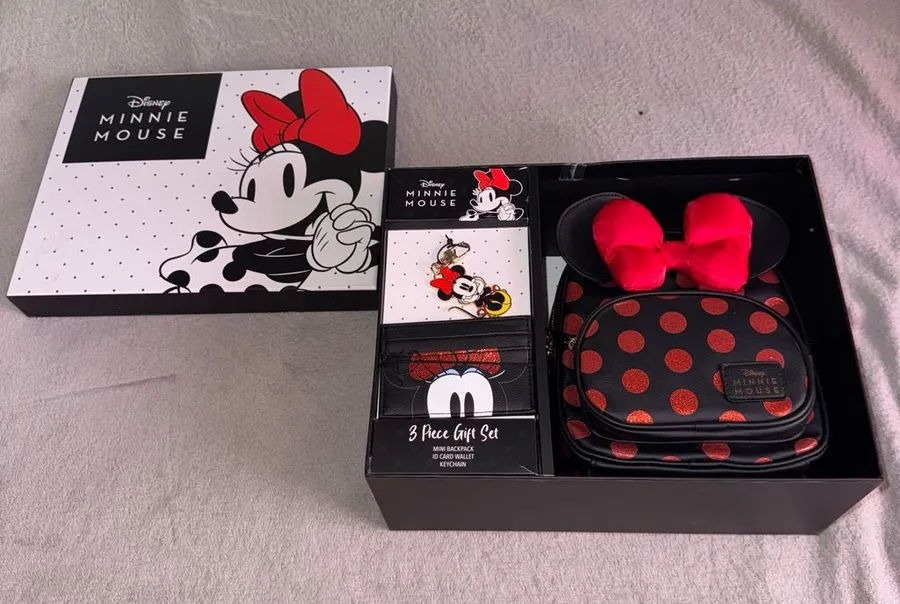 Disney Minnie Mouse Black & Red Polka Dot 3-Piece Gift Set with Bow