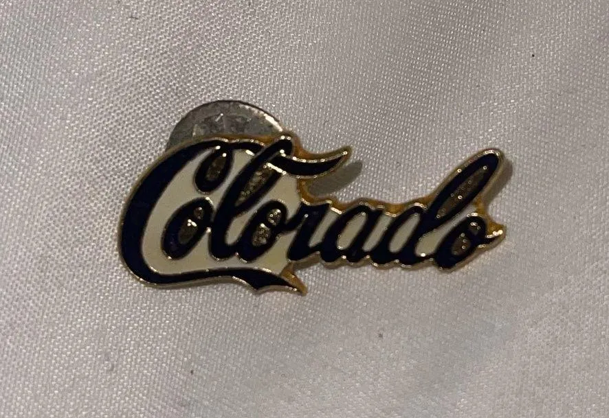 Colorado Script Enamel Pin in Navy and Gold