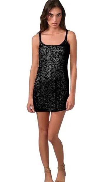 Free People Intimately black sequin slip dress, size small