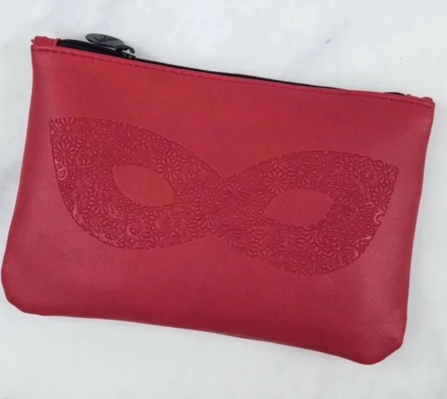 Ipsy Red Faux Leather Masquerade Themed Glam Cosmetic Bag