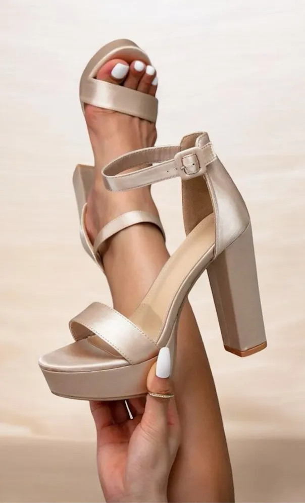 Women’s Nude Platform High Heel Sandals | Light Wear | CN 35 ~ JP 22.5 Gold Size 6