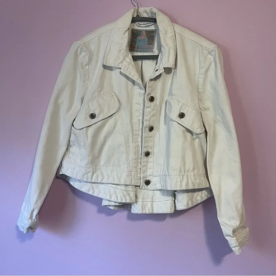 Rousseau M White Denim Jacket Swing Back Size M