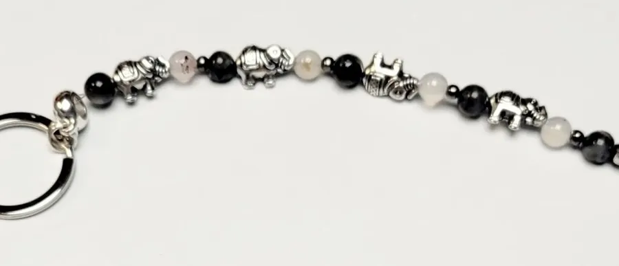 Elephant Beaded Keychain Handmade Black