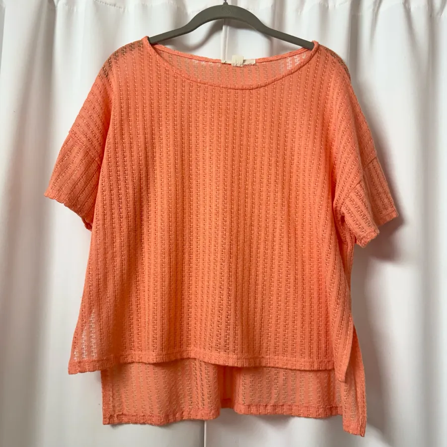 Orange Beachy Sheer High Low Top Size Large