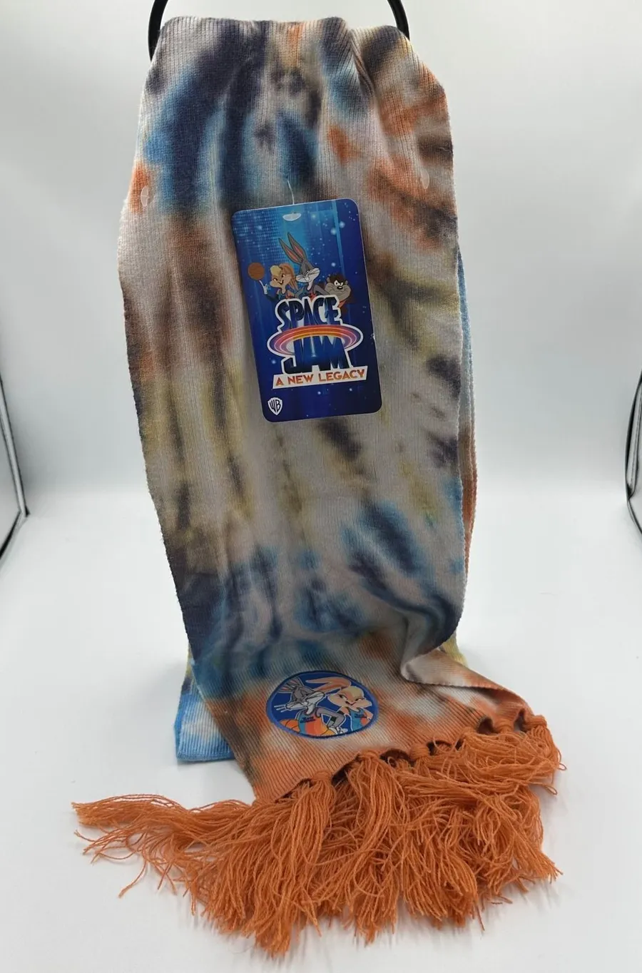 Space Jam A New Legacy Tie Dye Scarf Bugs Lola Tune Squad Orange Fringe NWT