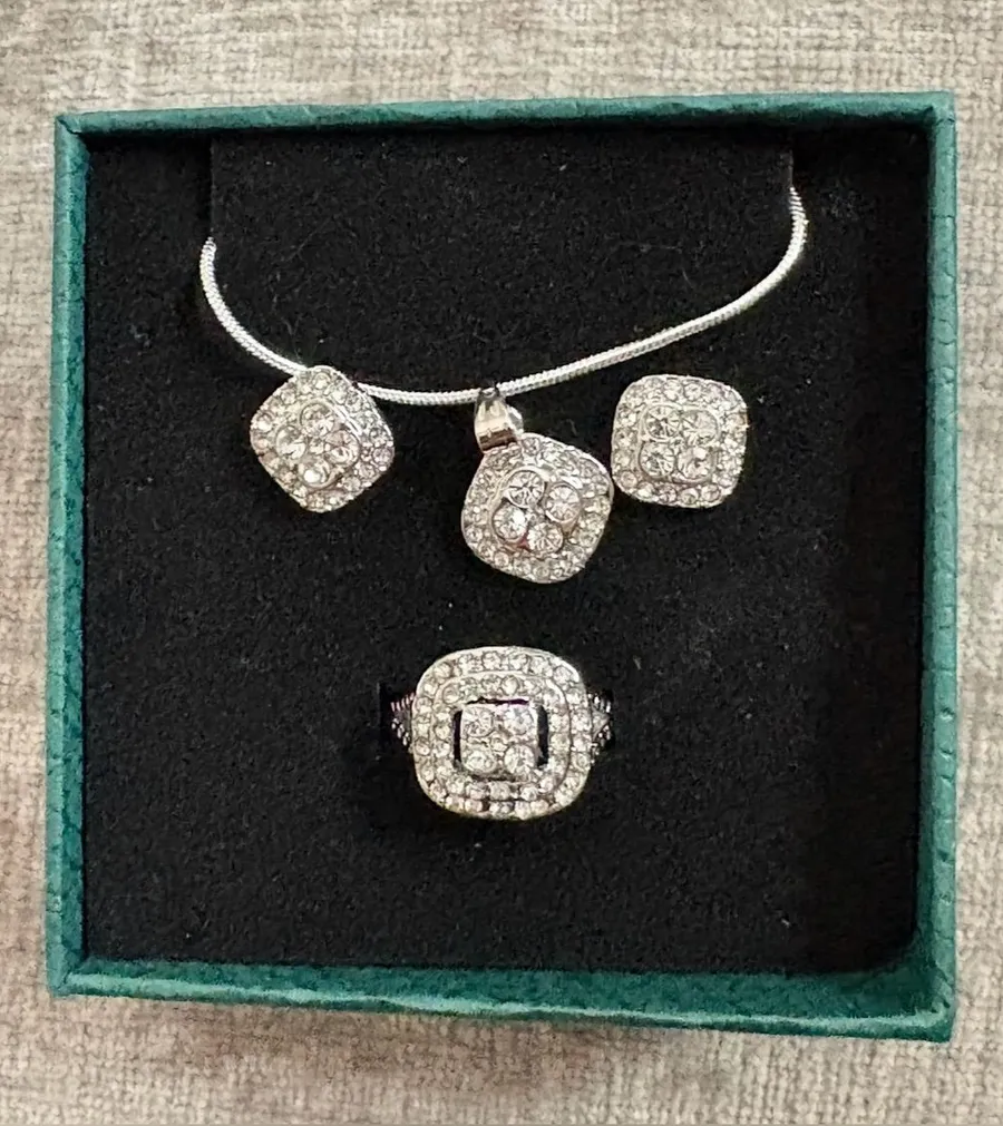 3-Pc. Set Diamond Square Cluster Necklace, Stud Earrings (3/8 ct. t.w.) & Ring