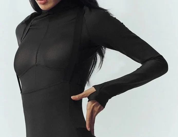Alo Yoga Airlift Winter Warm Mesh Ski Time Long Sleeve Black XS