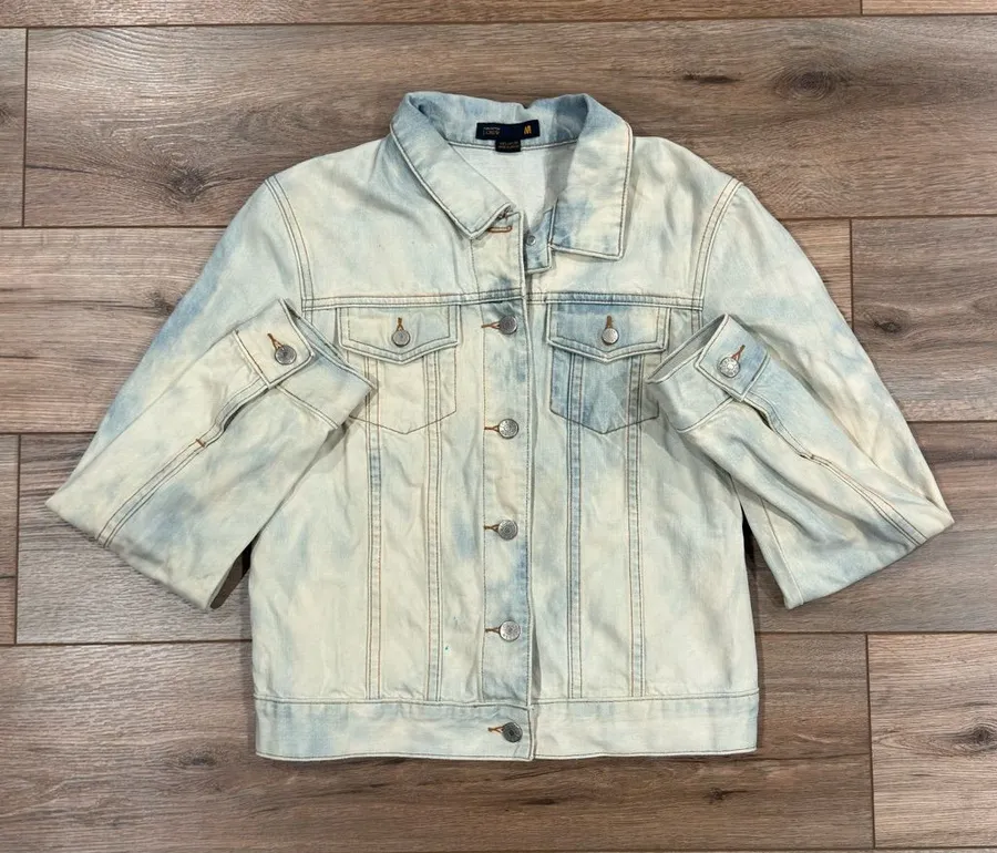 J. CREW Vintage Western Bleached Stone Wash 100% Cotton Jean Jacket | Sz Medium