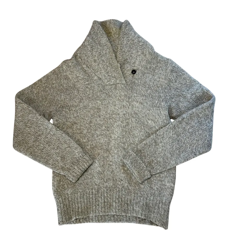 Vtg 70s LL Bean Pullover Wool Heavy Cowl Neck Sweater USA Made Womens L Oatmeal Gray