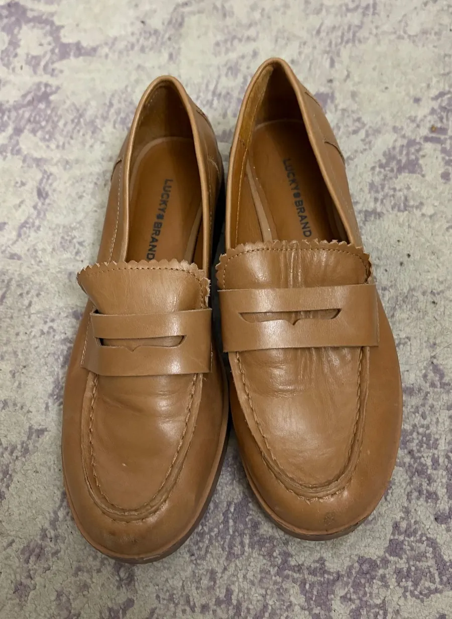 Lucky Brand Floriss Leather Penny Loafers Brown