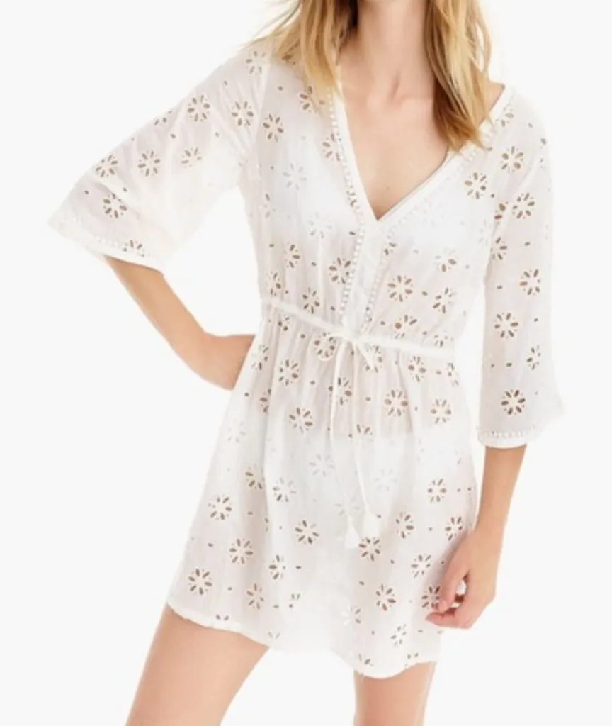 J. Crew Laser Cut Eyelet beach cover up