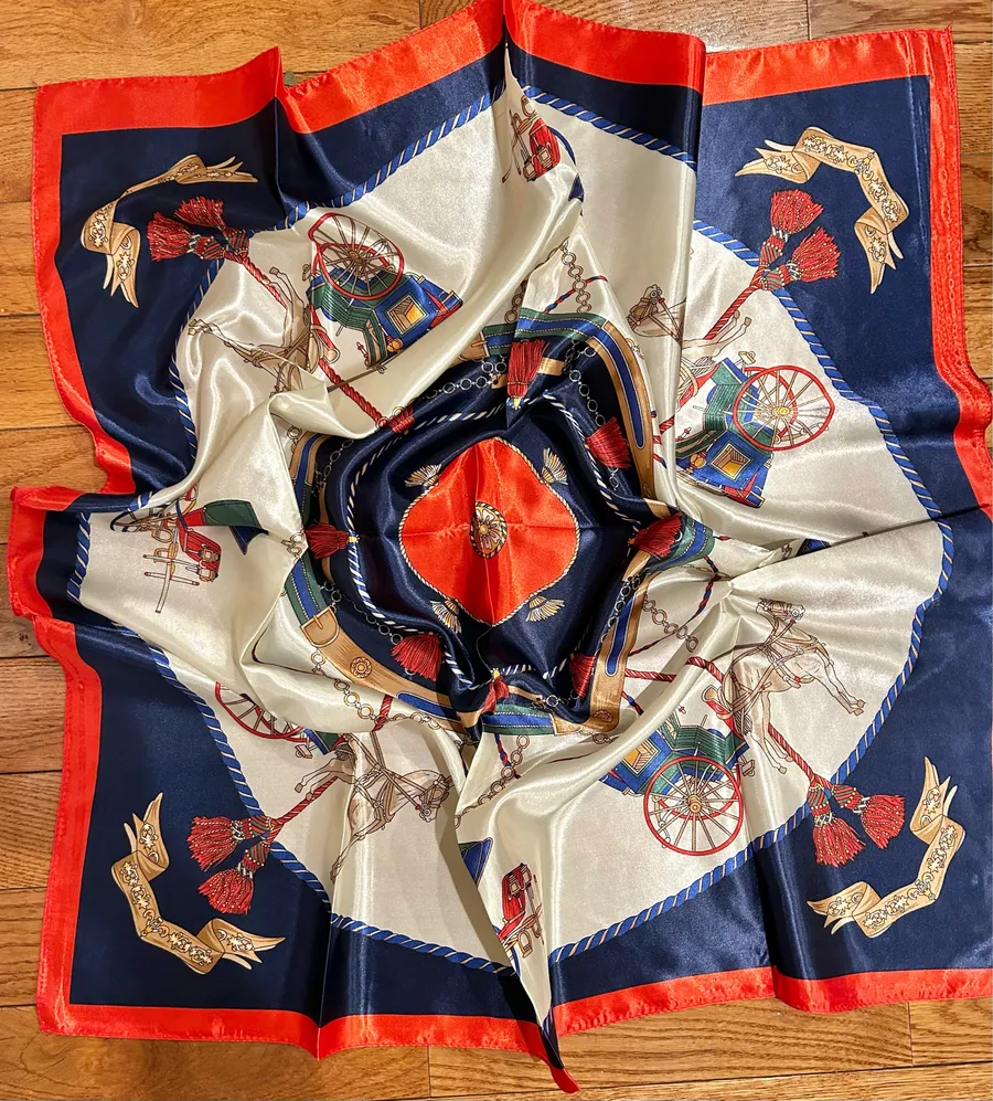 Vintage Regal Carriage&Horse EQUESTRIAN oversized square Silk Scarf 35/35