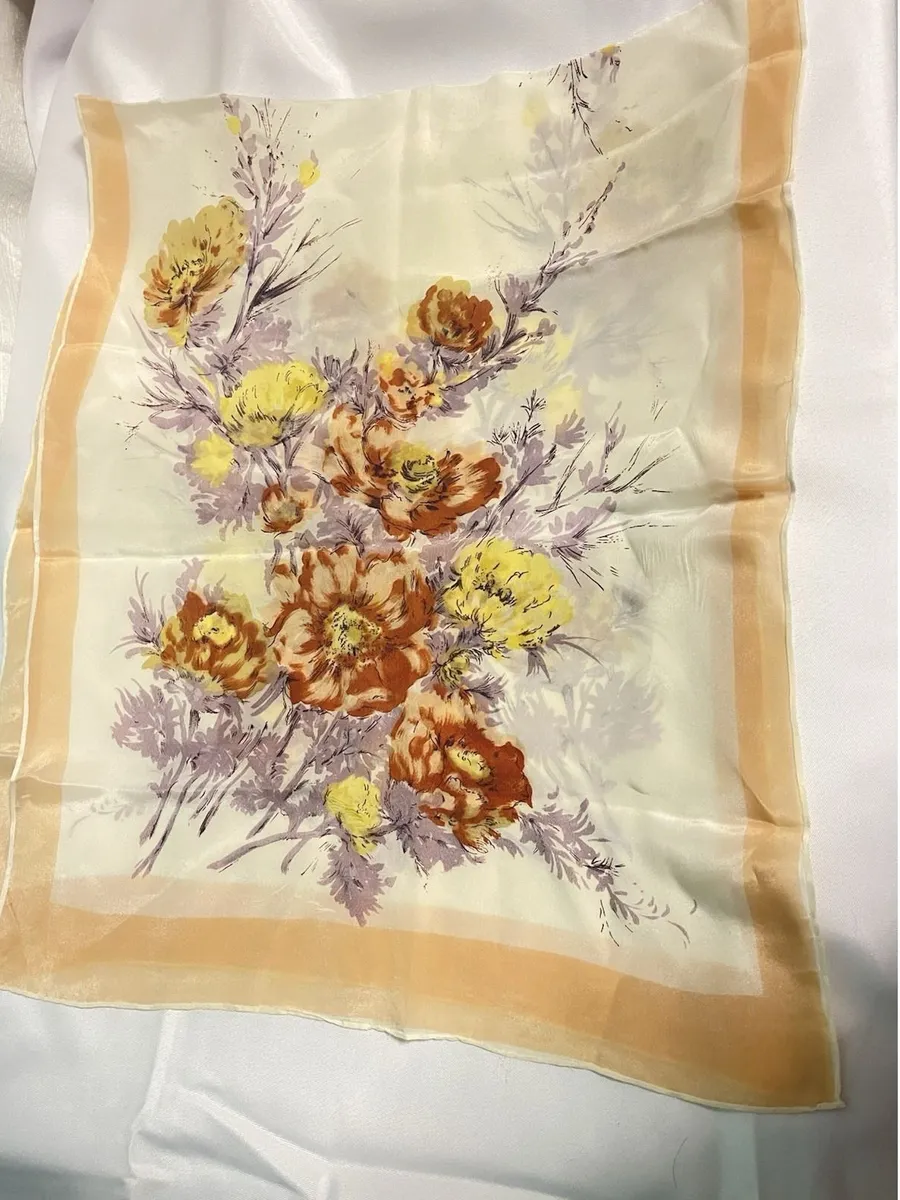 Women's Scarf Floral Sheer Woven Light Blossoms Wrap Gold