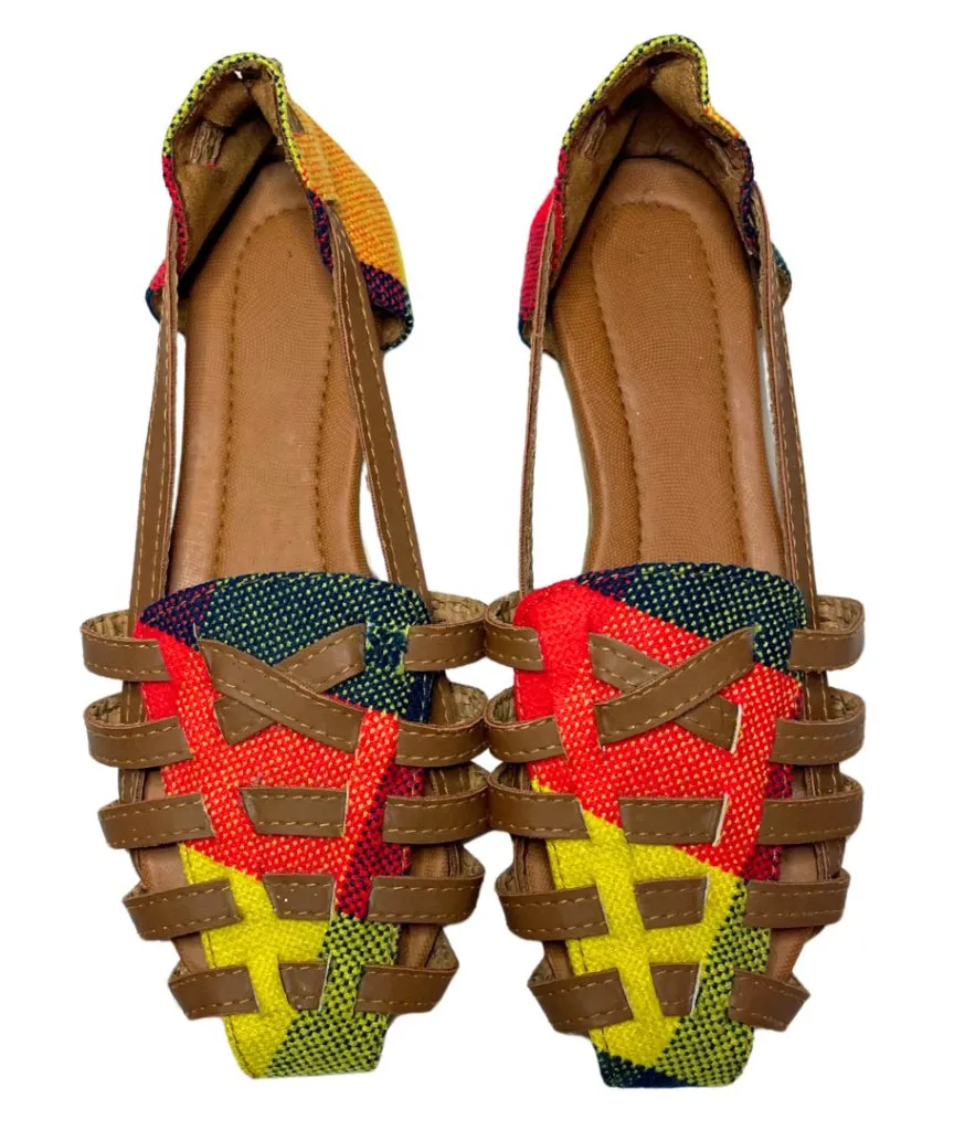Espadrille Woven Rainbow Flats Colorful Sandals Women's Size 5.5 EU 36
