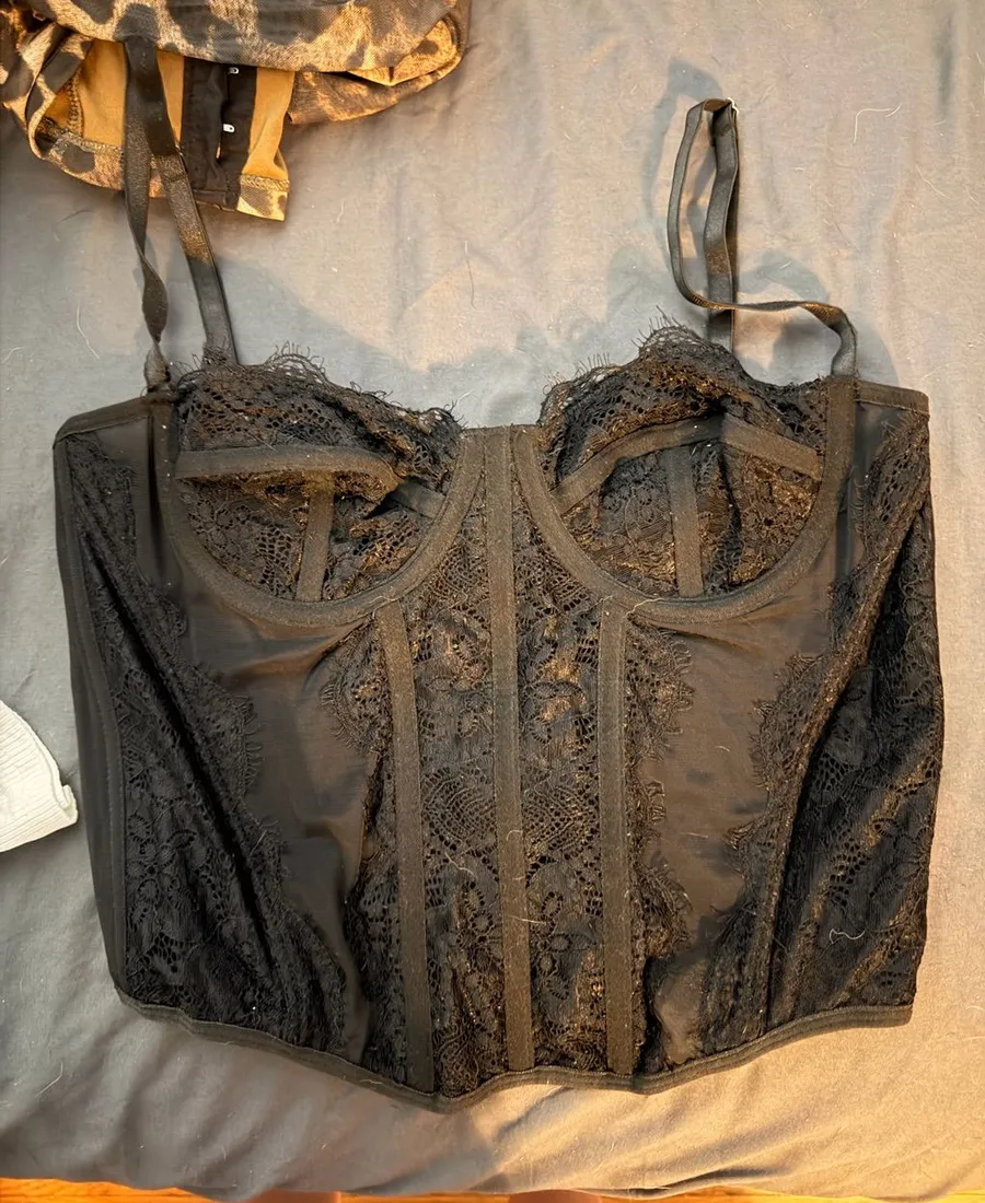 SHEIN Black Lace Longline Bustier Cami