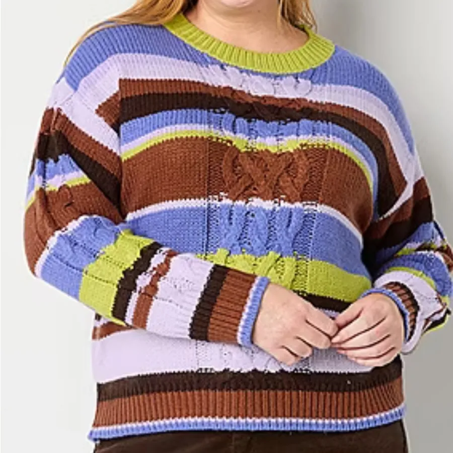 🌻🌻🌻BOGOHO 🌻🌻🌻St. John's Bay Cozy Purple and Brown Crew Neck Sweater-Large