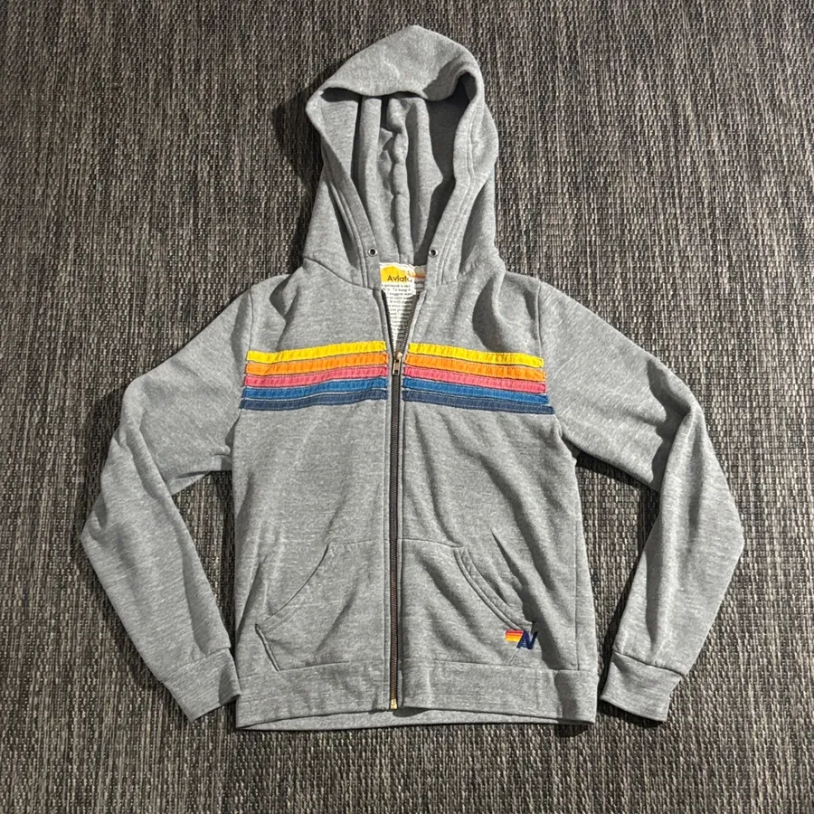 Aviator nation 5 STRIPE HOODIE - HEATHER GREY