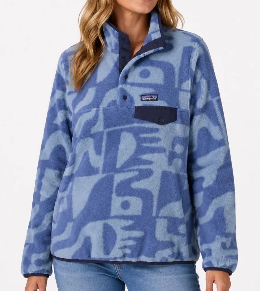 Patagonia Womens Lightweight Synchilla Snap-T Fleece Mother Tree Blue Small NWT